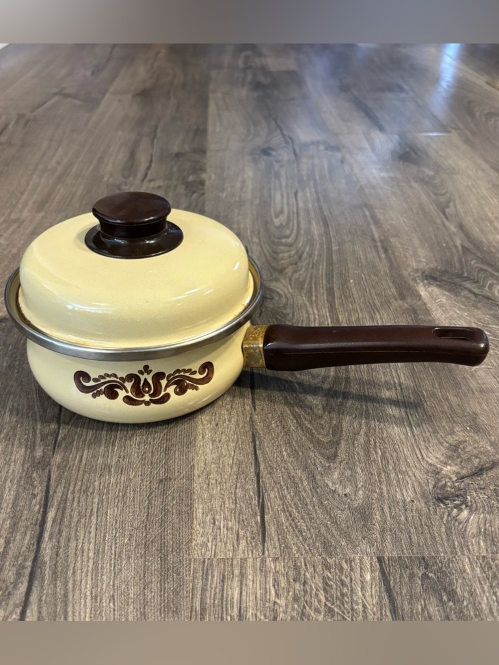 Pfaltzgraff Village Saucepan With Lid 1 QT Enamelware Small Vintage